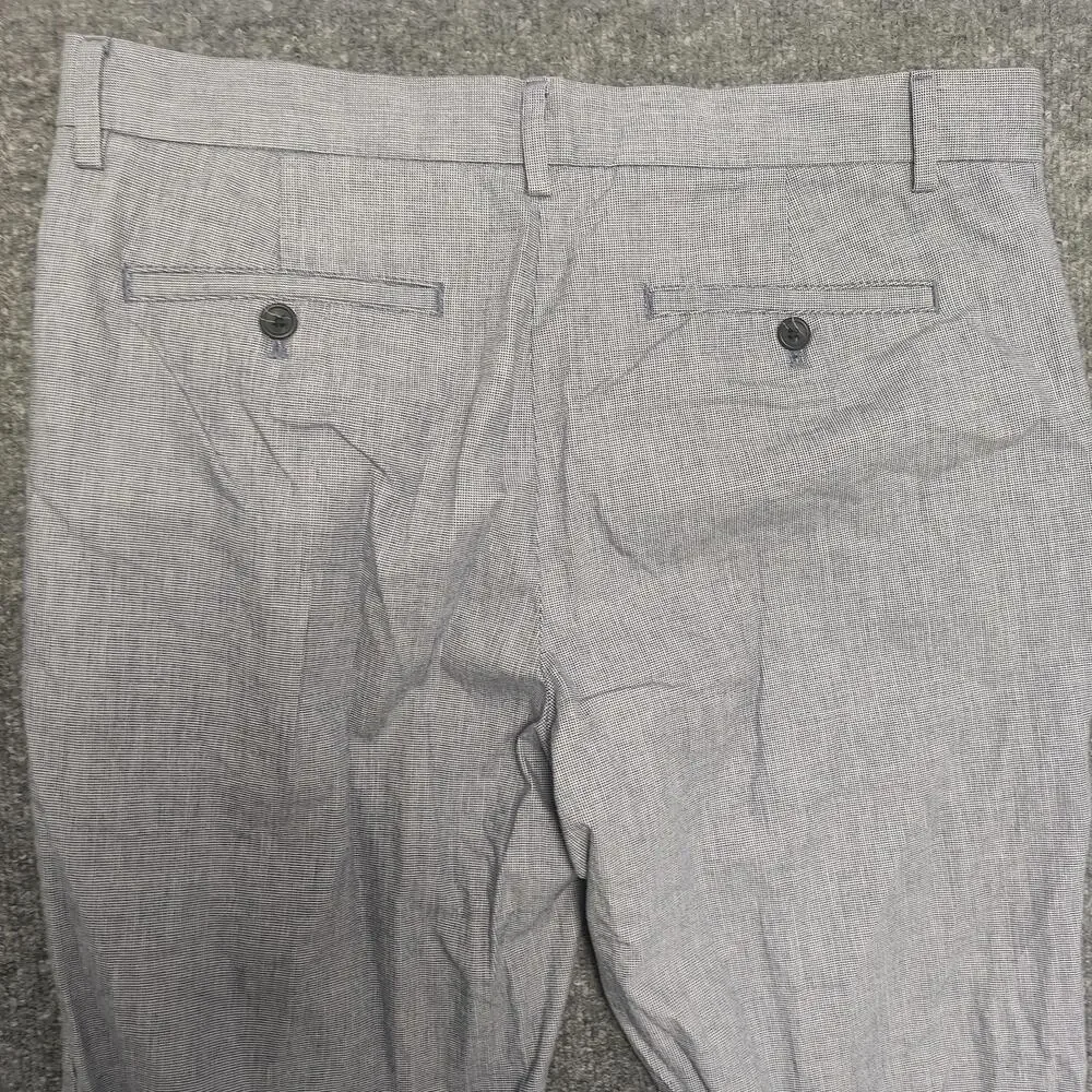 Banana Republic Pants Mens 32x34 Blue Linen Cotton Slim Fit Check Aiden Chino